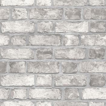 ARDEBO.de - Homestyle Tapete Brick Wall Grau und Cremeweiß