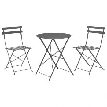 ARDEBO.de - ProGarden Bistro-Set 3-tlg. Matt Dunkel Anthrazit 