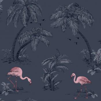 ARDEBO.de - DUTCH WALLCOVERINGS Tapete Flamingo Benzin Blau