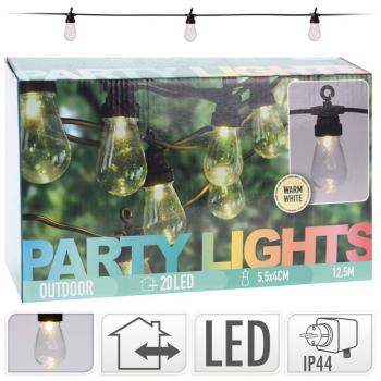 ARDEBO.de - ProGarden LED-Party-Lichterkette 20 Leuchtmittel 4,5 V