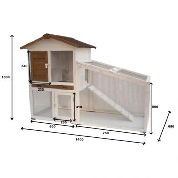 @Pet Kaninchenstall Tommy Weiß und Braun 140x65x100 cm 20072