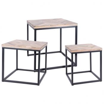 ARDEBO.de - H&S Collection 3-tlg. Beistelltisch-Set Teak 