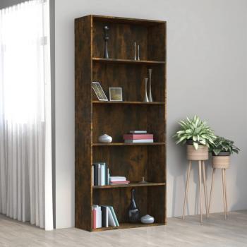 ARDEBO.de - Bücherregal 5 Fächer Räuchereiche 80x30x189 cm Holzwerkstoff