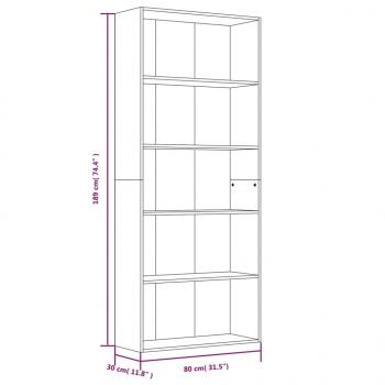 Bücherregal 5 Fächer Räuchereiche 80x30x189 cm Holzwerkstoff