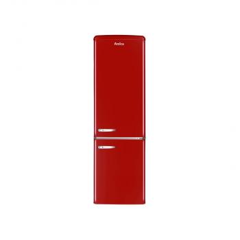 ARDEBO.de Amica KGCR 387 100 R Retro Kühl-Gefrierkombination, 55cm breit, 244 L, Automatische Abtauung, LED-Beleuchtung, Flaschengitter, rot