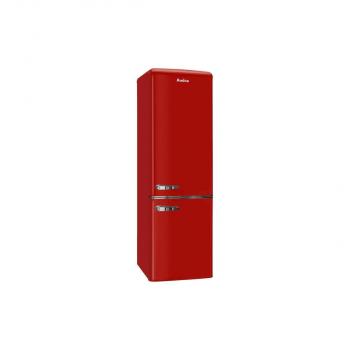 Amica KGCR 387 100 R Retro Kühl-Gefrierkombination, 55cm breit, 244 L, Automatische Abtauung, LED-Beleuchtung, Flaschengitter, rot