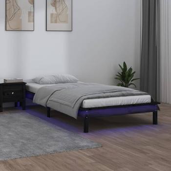 ARDEBO.de - Massivholzbett mit LEDs Schwarz 90x200 cm