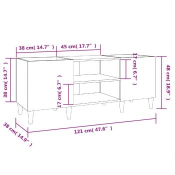 Plattenschrank Schwarz 121x38x48 cm Holzwerkstoff