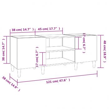 Plattenschrank Hochglanz-Weiß 121x38x48 cm Holzwerkstoff