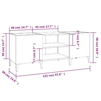 Plattenschrank Schwarz 121x38x48 cm Holzwerkstoff