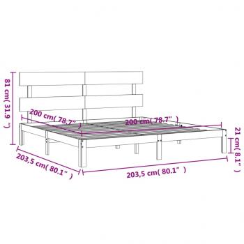 Massivholzbett mit Kopfteil Weiß 200x200 cm