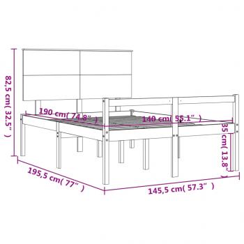 Seniorenbett mit Kopfteil 140x190 cm Weiß Massivholz