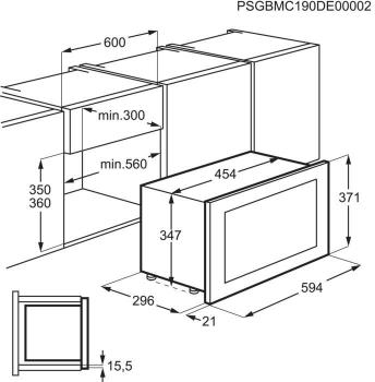 AEG MBB1756DEM Einbau-Mikrowelle, 800 W, 17l, Grillfunktion, Auftau-Funktion, Edelstahl