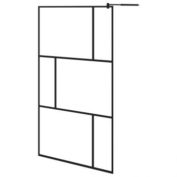 Duschwand mit Ablage für Walk-In-Dusche Schwarz 115x195 cm ESG