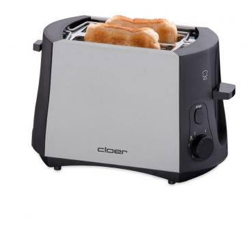 ARDEBO.de Cloer 3410 Toaster, 2 Scheiben, 825W, Brötchenaufsatz, schwarz-edelstahl