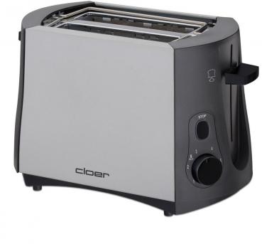 Cloer 3410 Toaster, 2 Scheiben, 825W, Brötchenaufsatz, schwarz-edelstahl