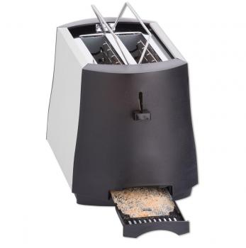 Cloer 3410 Toaster, 2 Scheiben, 825W, Brötchenaufsatz, schwarz-edelstahl