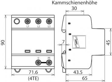 Dehn 941300 Mehrpoliger, anwendungsoptimierter Kombi-Ableiter, Typ 1+2