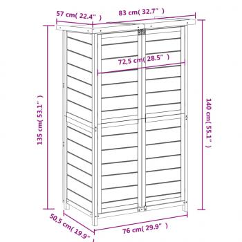 Geräteschuppen Braun 83x57x140 cm Massivholz Kiefer