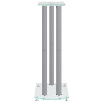 Lautsprecher-Ständer 2 Stk. Silbern Hartglas 3 Säulen