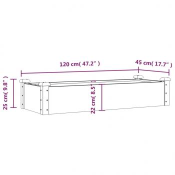 Hochbeet mit Einsatz Braun 120x45x25 cm Massivholz Tanne