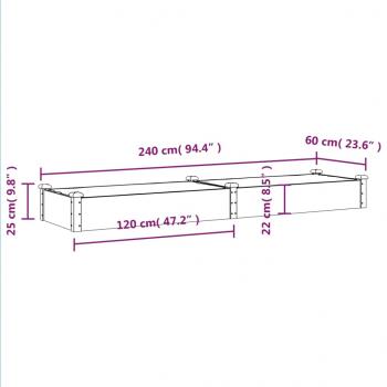 Hochbeet mit Einsatz 240x60x25 cm Massivholz Tanne