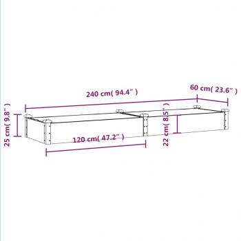 Hochbeet mit Einsatz Braun 240x60x25 cm Massivholz Tanne