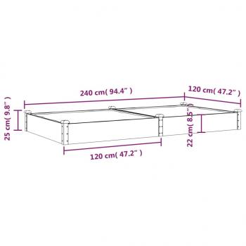 Hochbeet mit Einsatz Grau 240x120x25 cm Massivholz Tanne