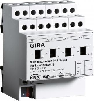 ARDEBO.de Gira 104500 KNX Schaltaktor 4fach 16 A mit Handbetätigung und Strommessung für C-Lasten