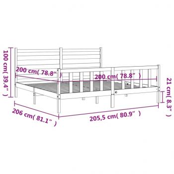 Massivholzbett mit Kopfteil Weiß 200x200 cm