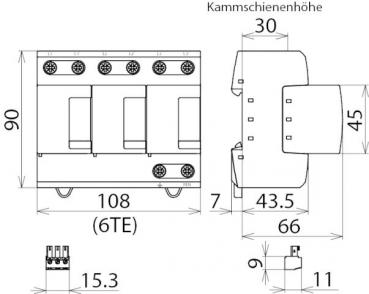 Dehn 951305 DEHNventil modular DV M TNC 255 FM Kombiableiter, Typ 1+2