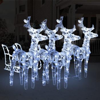 ARDEBO.de - Weihnachtsdekoration Rentiere mit Schlitten 240 LEDs Acryl