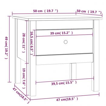 Beistelltisch Grau 50x50x49 cm Massivholz Kiefer