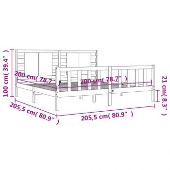 Massivholzbett mit Kopfteil 200x200 cm