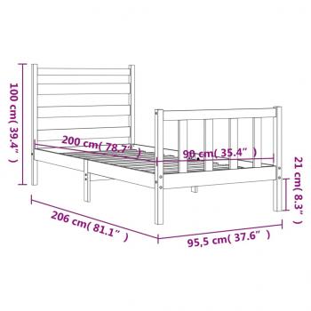 Massivholzbett mit Kopfteil 90x200 cm