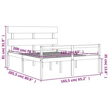 Seniorenbett mit Kopfteil 160x200 cm Weiß Massivholz