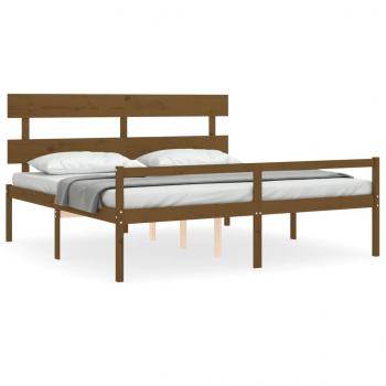 Seniorenbett mit Kopfteil 200x200 cm Honigbraun Massivholz