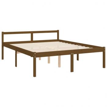 Seniorenbett mit Kopfteil Honigbraun Kingsize Massivholz