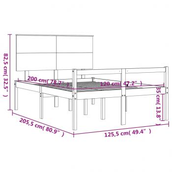 Seniorenbett mit Kopfteil 120x200 cm Weiß Massivholz