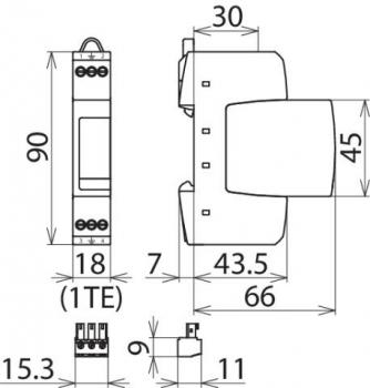 Dehn 953205 Zweipoliger, teilbarer Überspannungsableiter Typ 3, 2pol, 255V