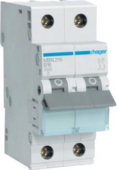 ARDEBO.de Hager MBN216 Leitungsschutzschalter 2 polig 6kA B-Charakteristik 16A 2 Module