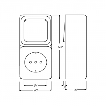 Busch-Jaeger 2601/6/2300EAPW500 Kombination Schuko-Steckdose mit Wippschalter, Duro 2000 AP, Aus- und Wechselschaltung, alpinweiß (2CKA001641A0235)