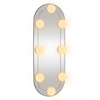 Wandspiegel mit LED-Leuchten 15x40 cm Glas Oval