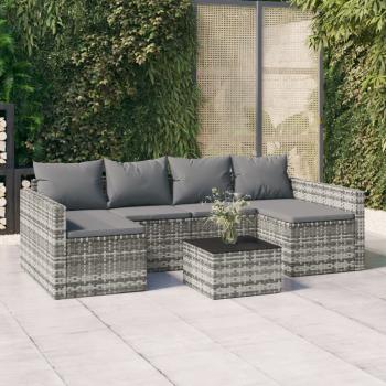 ARDEBO.de - 2-tlg. Garten-Lounge-Set mit Kissen Grau Poly Rattan