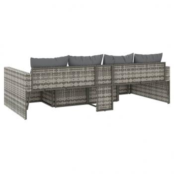 2-tlg. Garten-Lounge-Set mit Kissen Grau Poly Rattan