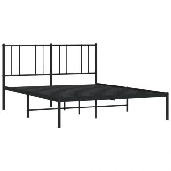 Bettgestell mit Kopfteil Metall Schwarz 135x190 cm