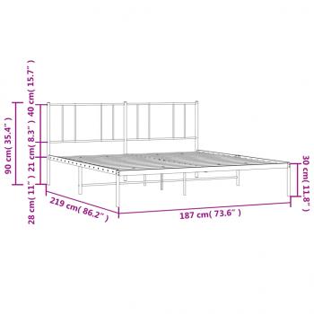 Bettgestell mit Kopfteil Metall Schwarz 183x213 cm