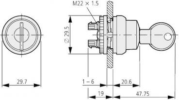 Eaton M22-WRS Wahltaster IP66 mit Schlüsseltaste (216887)