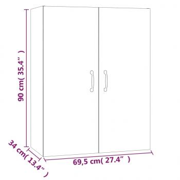 Hängeschrank Schwarz 69,5x34x90 cm Holzwerkstoff