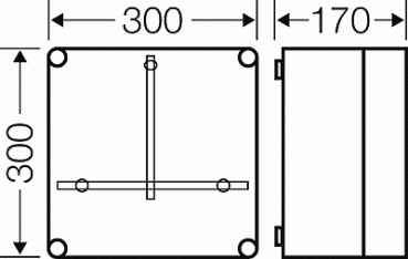 Hensel Mi 2200 Zählergehäuse 300x300x170 mm außen, Einbautiefe 146 mm